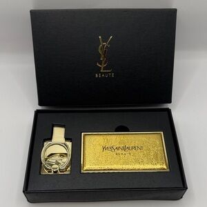 YSL TOKYO Yves Saint Laurent Gold ring phone holder mini mirror makeup set JAPAN